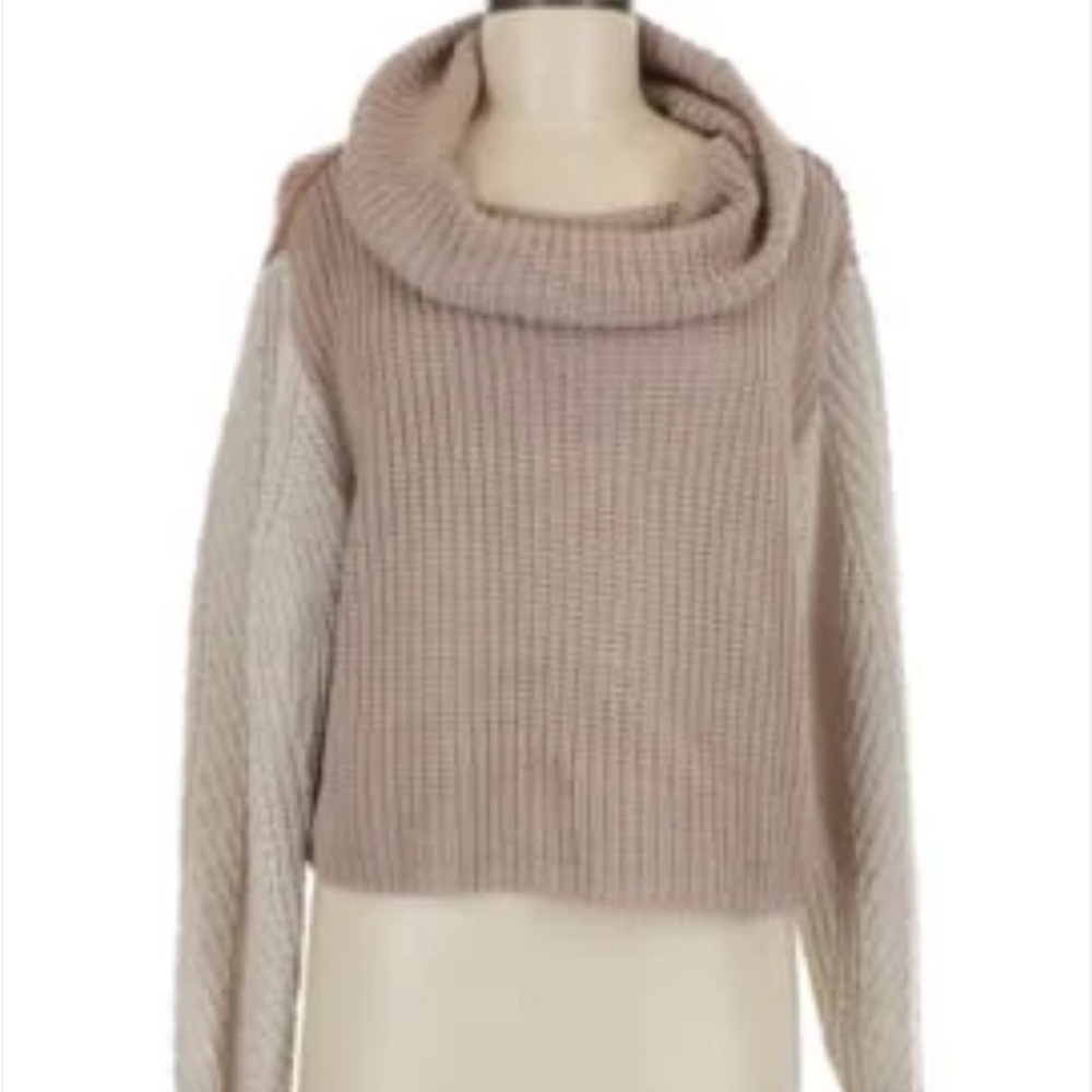 Moon & Madison Taupe and Cream Turtleneck Sweater